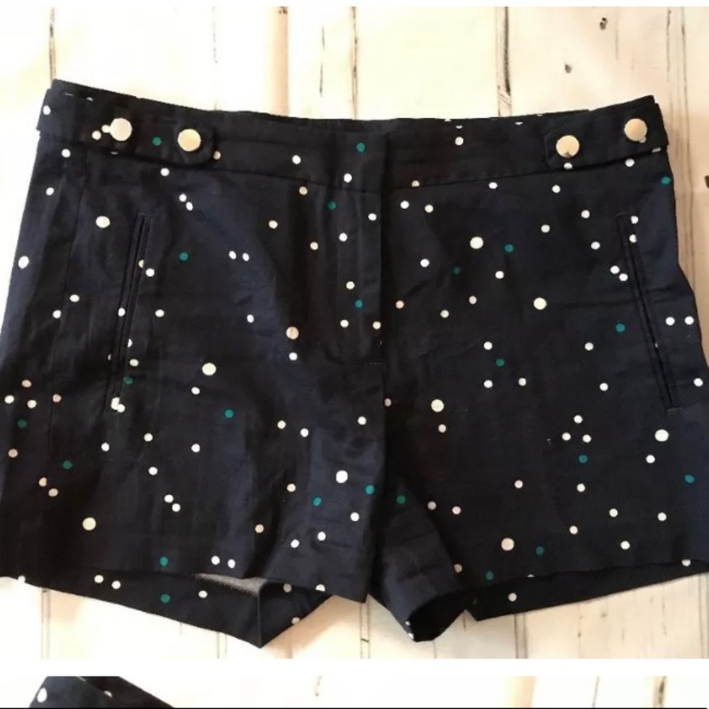 Zara Basics Womens Navy Blue White Polka Dot Shorts Med/8
